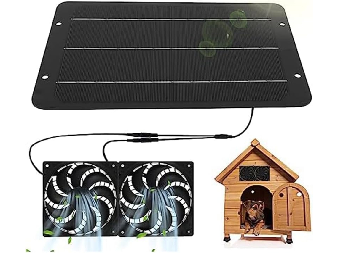 1 Kit de Ventilador com Painel Solar Duplo Preto com Cabo de 31,5 Polegadas, para SFUSHOS