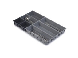 Conjunto Organizador Gaveta - Caixa Talheres Modular - 7 Peças - Vários Compartimentos - Pp - Cinzento