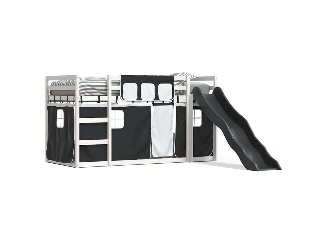 Beliche com Escorrega e Cortinas Branco e Preto MAISON EXCLUSIVE (90x190 cm)