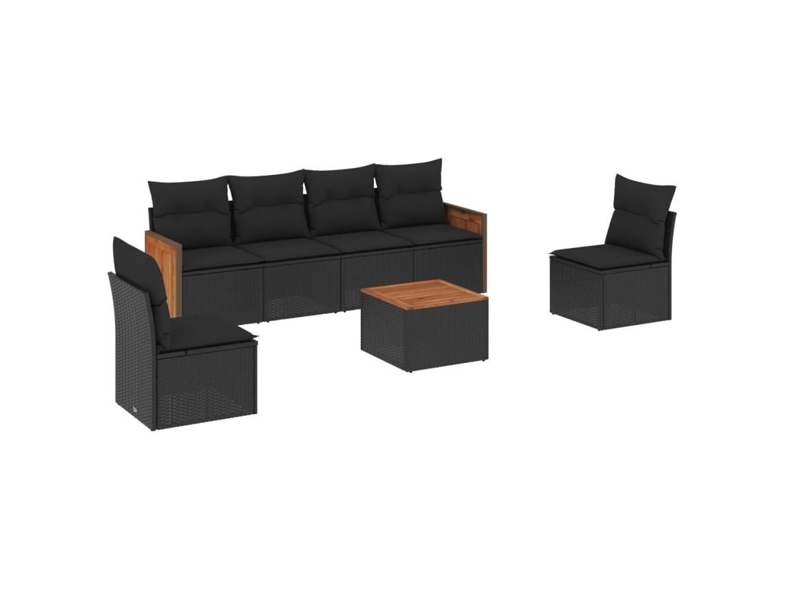 Garden Sofa Set, Garden Sofa Sets Vidaxl Preto Rattan / Vime (n/a)