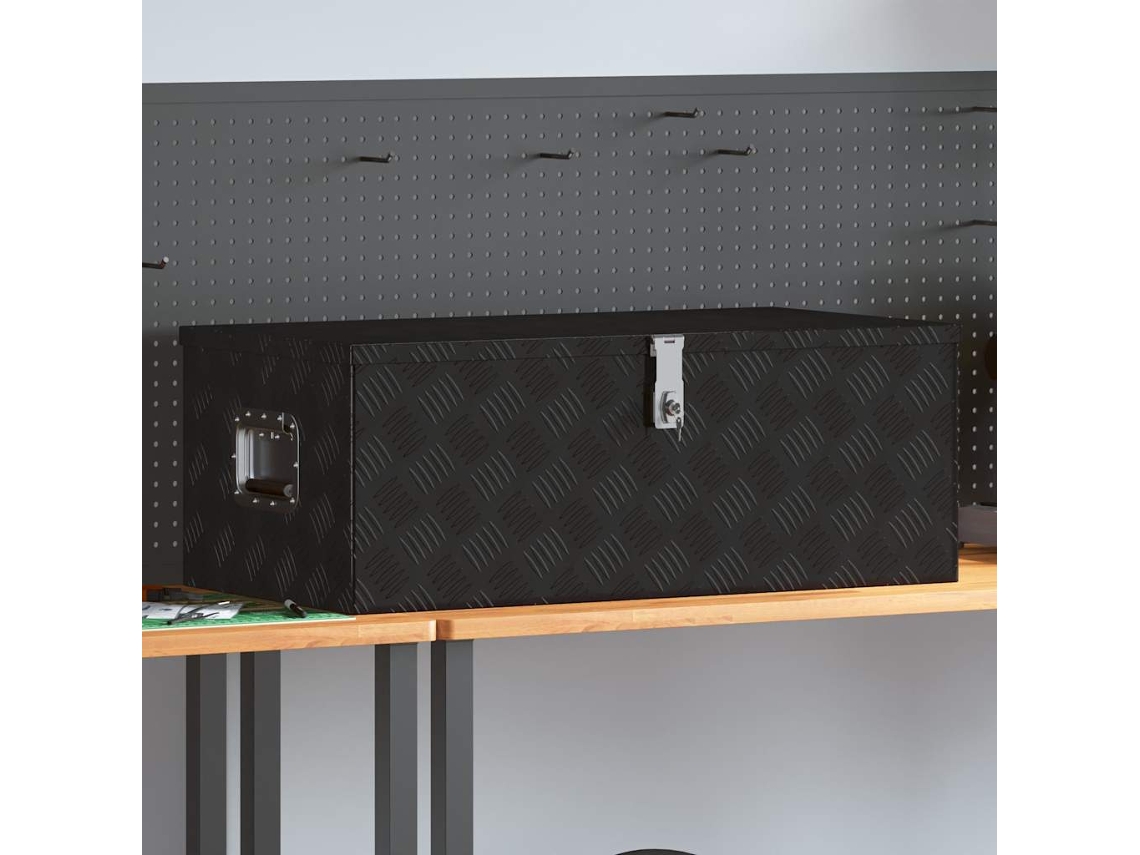 Vidaxl Caixa De Arrumação 90x47x33,5 Cm Alumínio Preto