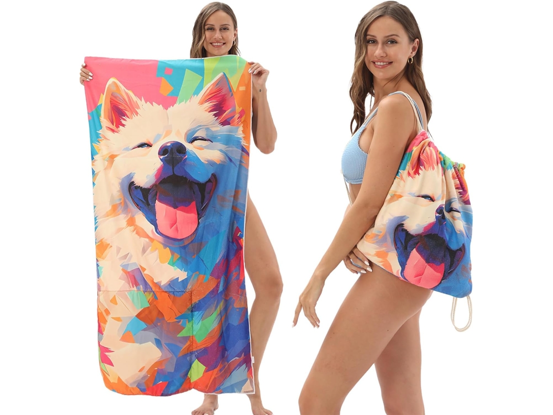 Mochila Dobrável 2 em 1 para Toalha de Praia, Ideal para Camping, Ioga e Viagens, com Compartimento Interno para de Estampadas AQUAFORGE