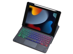 Capa Com Teclado Bluetooth Para Ipad Pro10.52017 Capa Giratória Em Acrílico Com Touchpad E Retroiluminação 3 Cores, Layout Pt, Preto