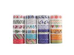 Fita Adesiva, 24 Rolos, Decorativa Natalina Com Estampas De Papai Noel E Flocos De Neve, Ideal Trabalhos Manuais, Adultos E Crianças