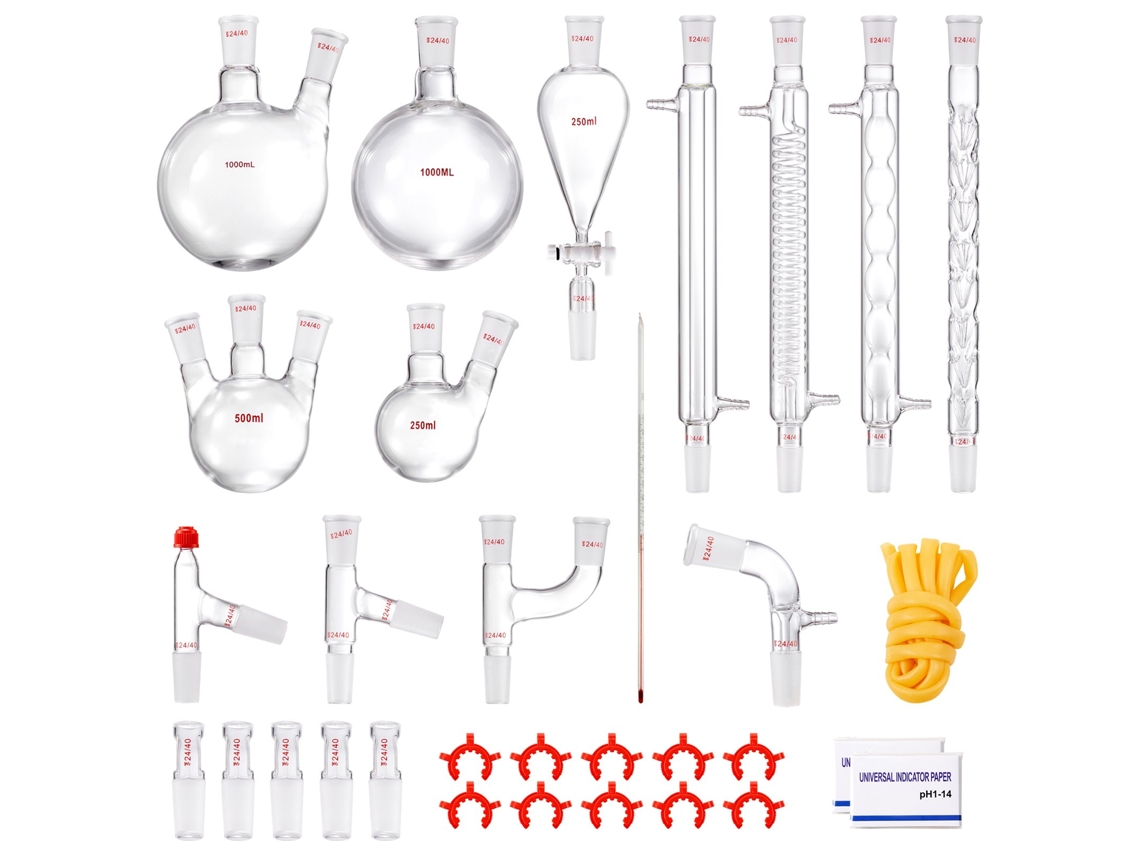 Conjunto de Destila??O de Produtos Vidreiros de Laboratório VEVOR 1L 3 3 Boro 32 Unidades