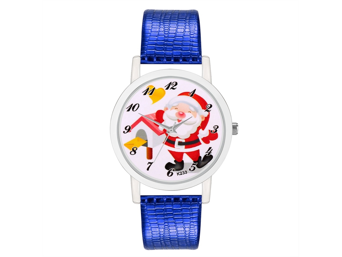 Relógio de Pulso Unissex de Quartzo com Pulseira de Couro Pu Papai Noel Natal