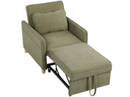 Sofá dobrável 3 em 1 solteiro 74x85,5x82 cm com encosto ajustável e almofada verde escuro | S/MARCA