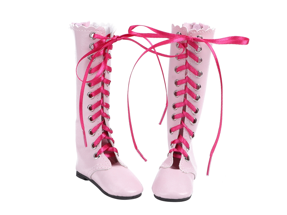 Primerox botas de Boneca de Corda para Meninas Brincando Acessório de Boneca Botas Planas Rosa