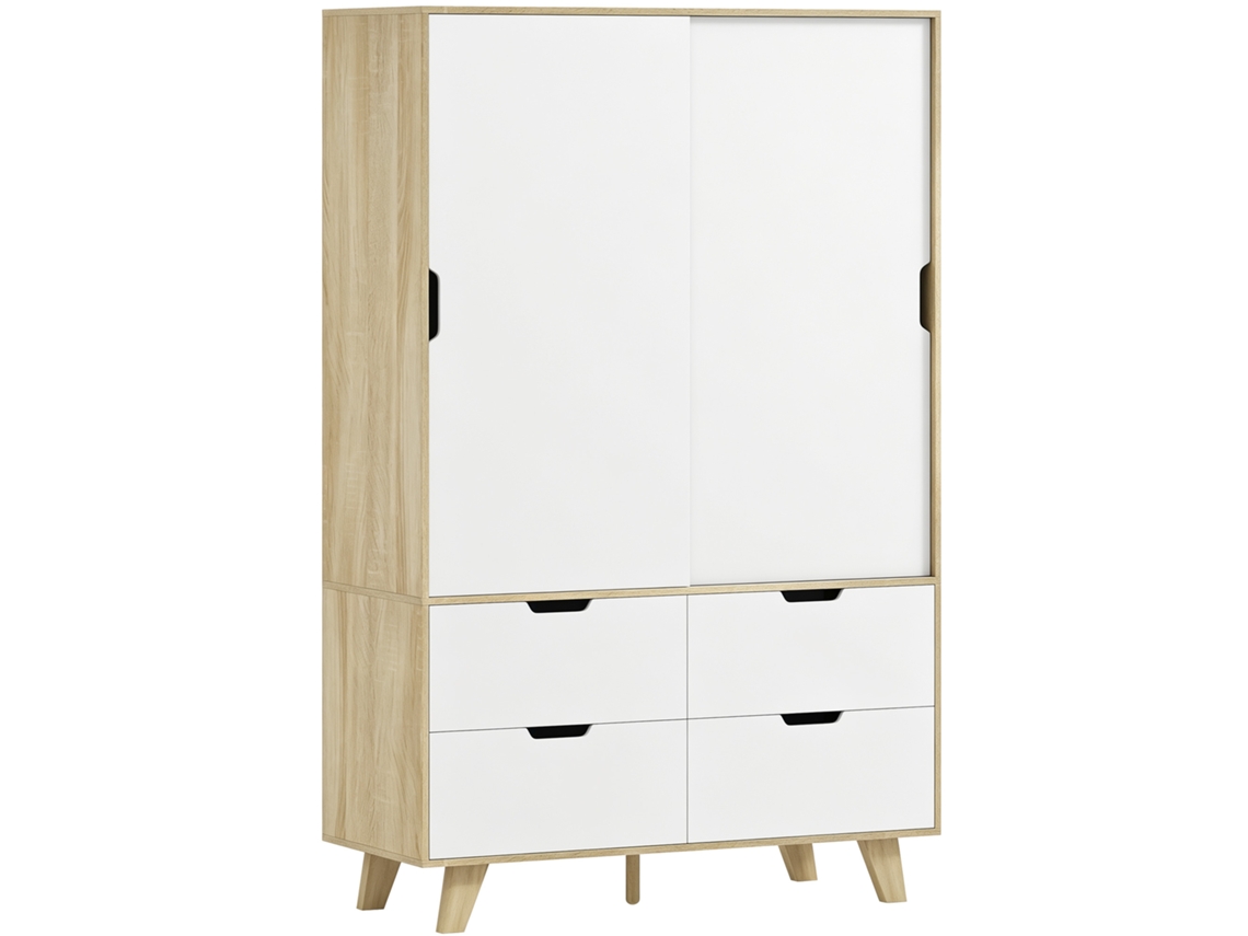 Guarda-roupa De Porta De Correr Para Quarto Moderno (com Varal Para Roupas E Prateleiras Ajustáveis) Eoocoo