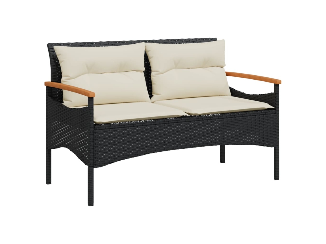 Maison Exclusive - Banco De Jardim C/ Almofadões 116x62,5x74 Cm Vime Pe Preto