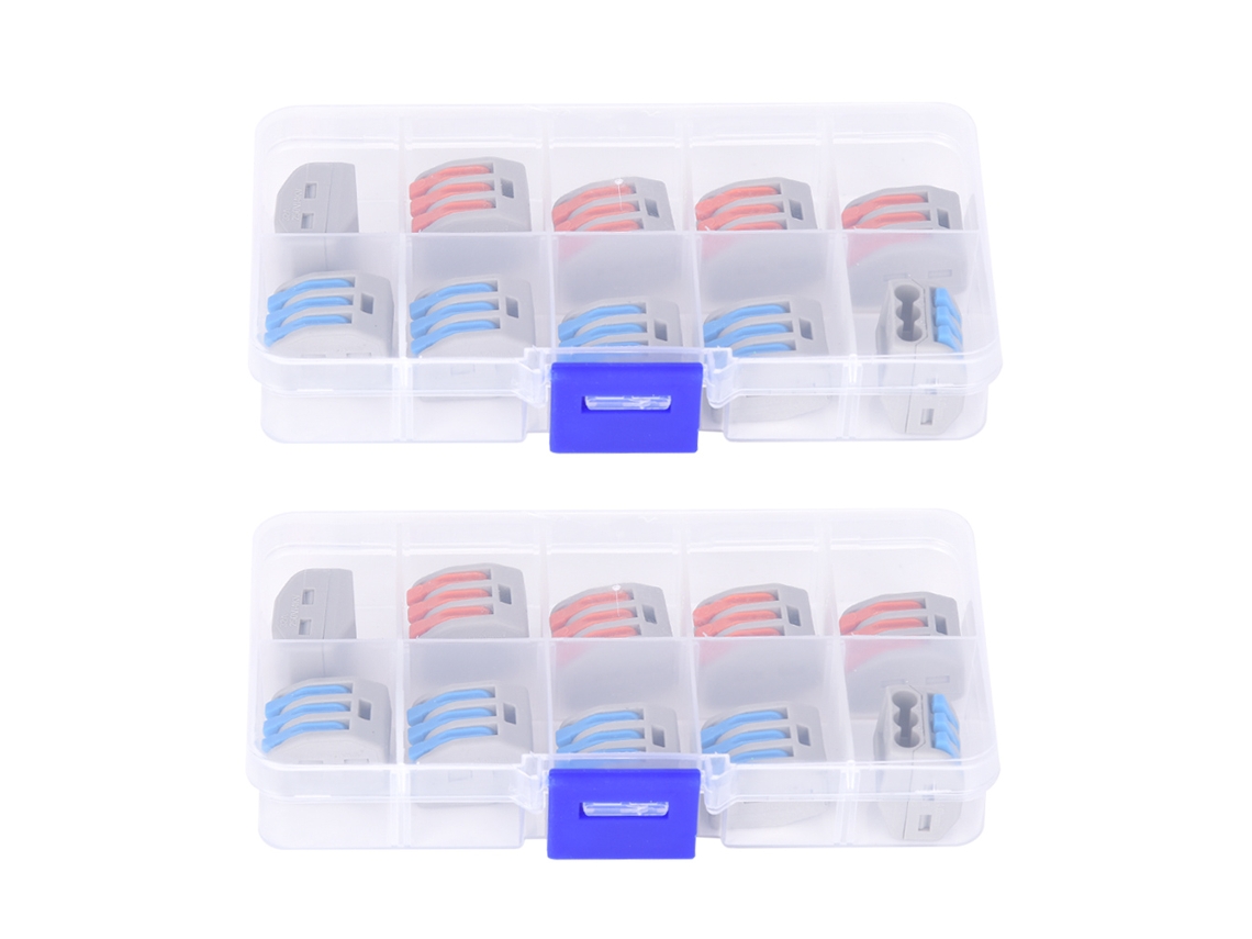 Awts 2 Caixas de Bloque Terminal de Alavanca com Mola 11 28awg Conector de Cavo Elétrico Pct 213 20un (0.8 2.5mm²)