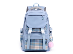 Mochila Para Computador Campus Schoolbag, Cor Sólida, Simples, Multicamadas, Azul