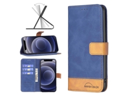 Capa De Couro Com Textura De Pele Para Iphone 12 Mini Bf11, Azul