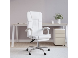 vidaXL Cadeira de escritório reclinável couro artificial branco