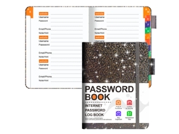 B6 Password Journal, Address Book, Phone Log Website Keeper Iridescent Cover, Black