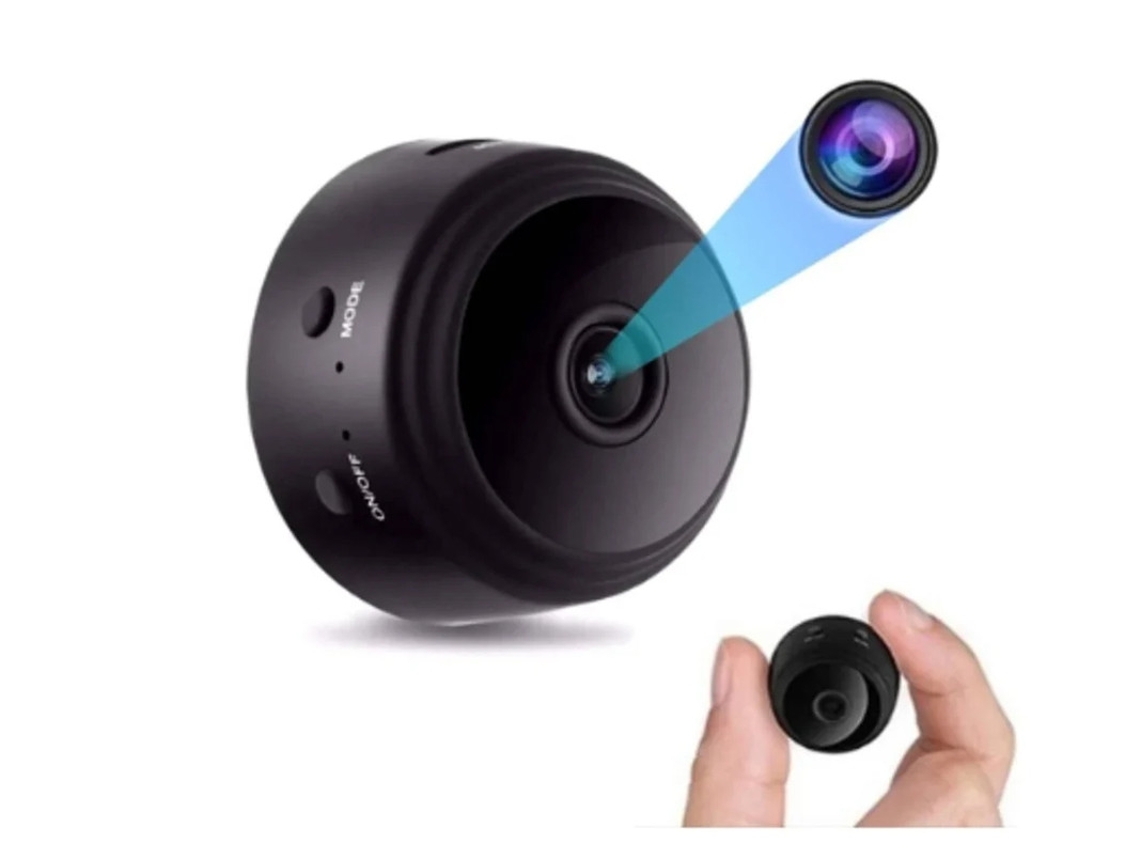 Mini câmera sem fio 4K HD WiFi com detecção de movimento, preta