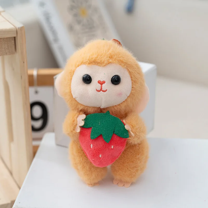(amarelo) Chaveiro De Pelúcia Macaco Frutado Doce De 15cm - Enfeite Fofo
