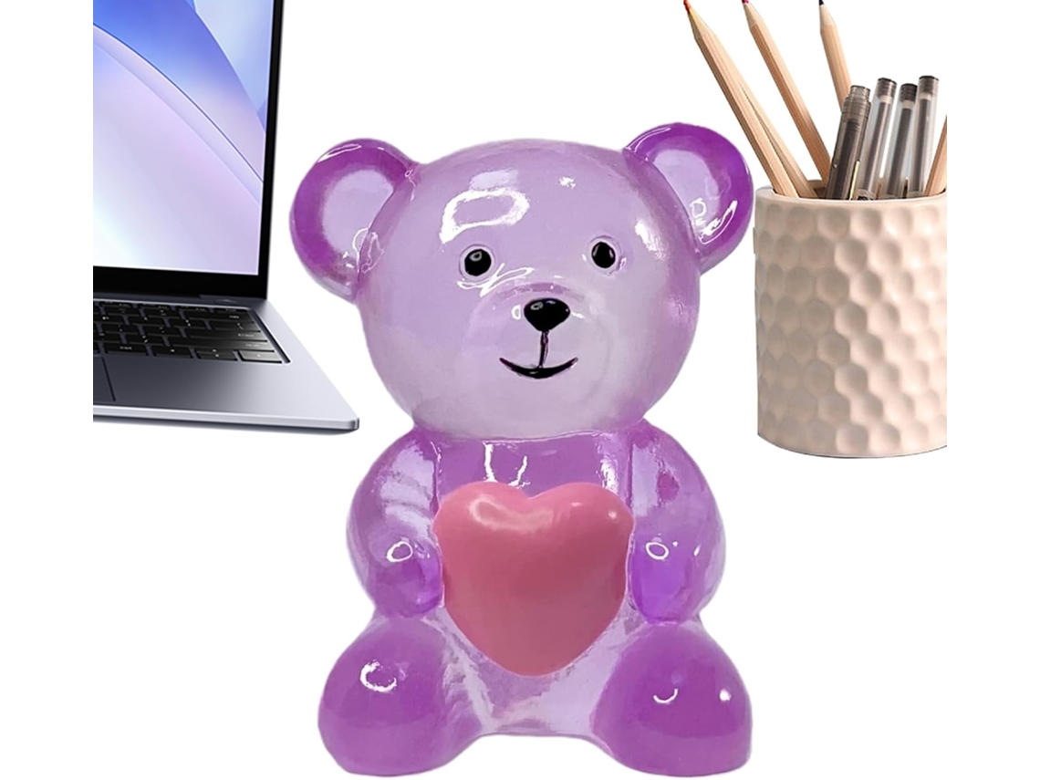 Decoração Genérica com Estátua de Urso, Figura de Animal em Resina com Coração Decoração de Mesa com Urso para Casa, CHABERLU