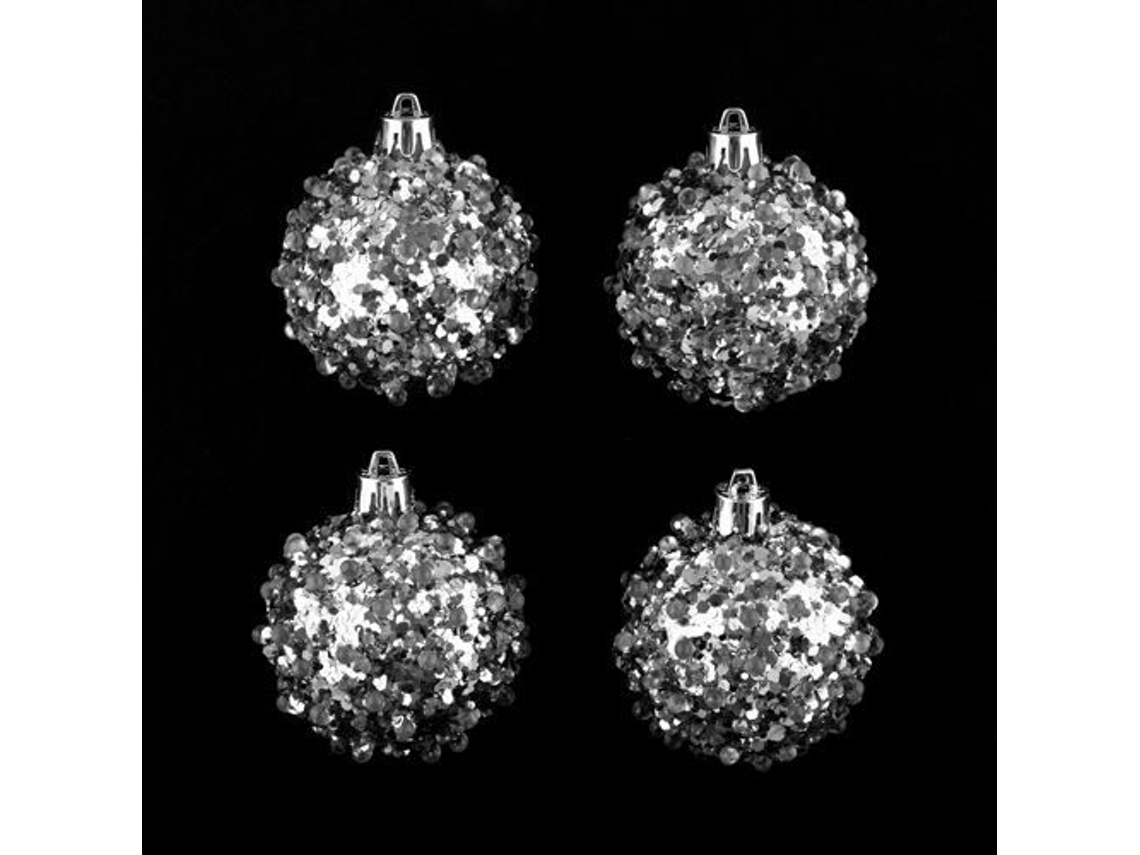 Conjunto de 4 bolas de Natal com efeito gota - Prata