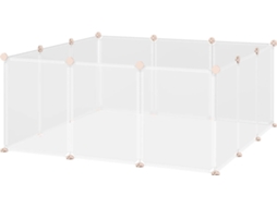 Gaiola para Coelhos PAWHUT D06-101 (Branco - 105 x 105 x 45 cm - Metal e Resina Pp)