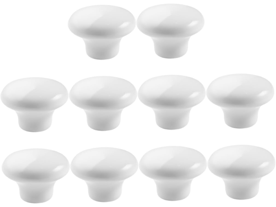 Pretyzoom Conjunto De 10-puxadores Redondos Vintage Cerâmica Com Furo Único Para Portas Armários Cozinha