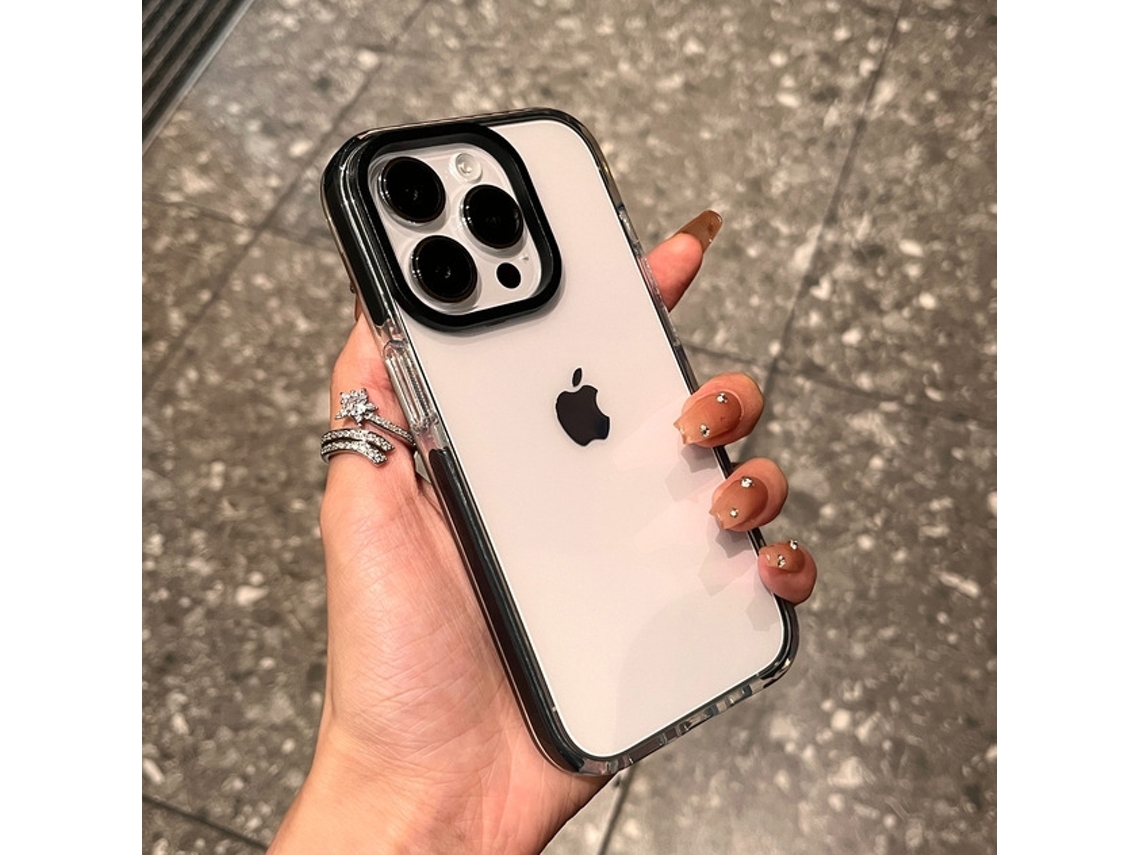 Capa Para Iphone 17 Air Com Borda Preta E Contraste Transparente, Com Airbag De Silicone Transparente.