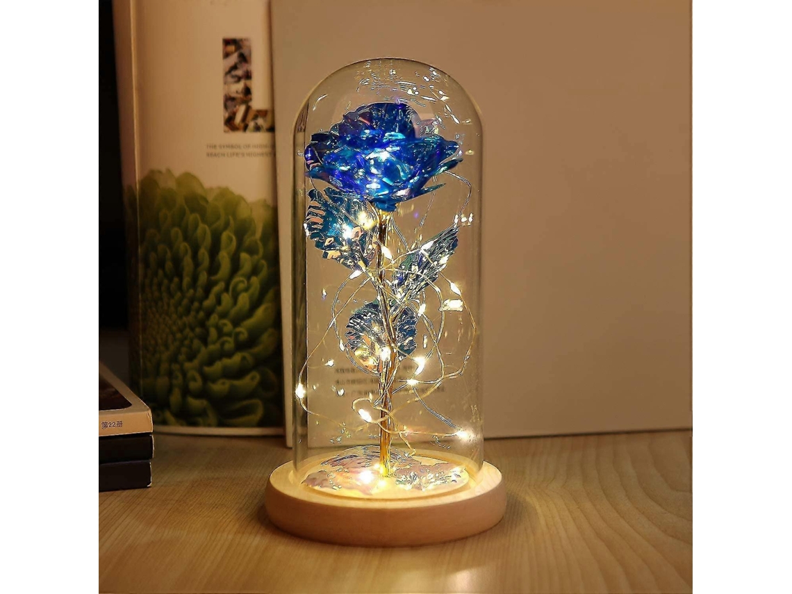 Rosa Da Bela E A Fera, Flor Proibida, Com Luz Led Em Cúpula De Vidro, Presente Ideal Para Natal, Dia Dos Namorados, Dia Das Mães E Aniversário