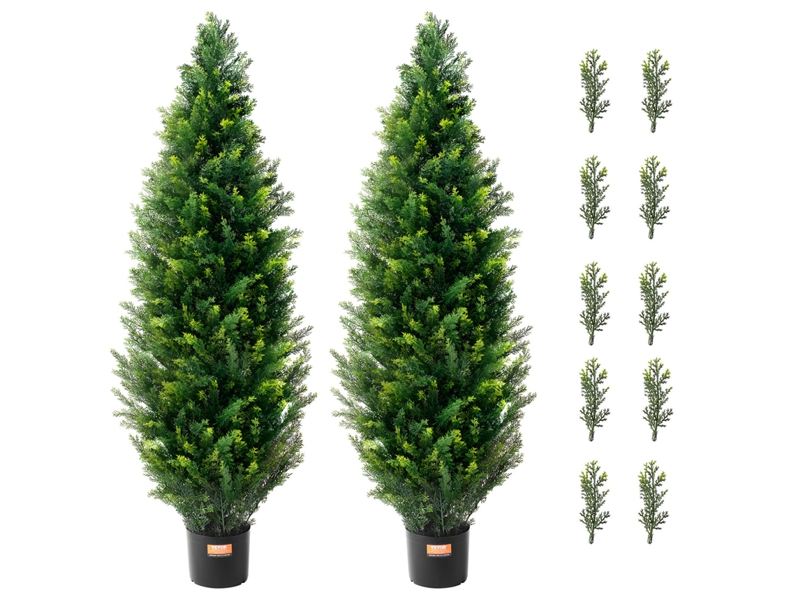 Árvores Topiárias de Cedro Artificial VEVOR 380 X 380 X 1230 Mm Verde 2 Unidades