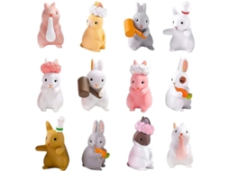 Figuritas De Coelhos Miniaturas 12 Peças De Resina Para Decoração De Bolos, Jardins, Micropaisagens E Páscoa