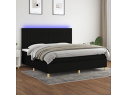 Cama Box Spring C/ Colchão E Led 200x200 Cm Tecido Preto