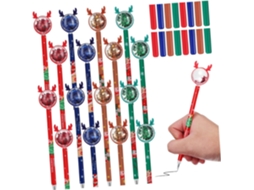 Conjunto De 36 Canetas Com Motivo Alce E Tema Natalino, Em Gel