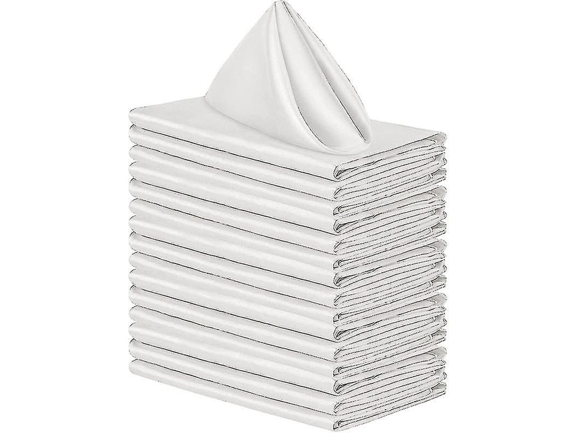 Rebe 12 Guardanapos de Tejido Satinado Reutilizáveis, 17x17 Ou 20x20 Polegadas, para Casamentos e Mesas Decoradas 50*50cm Branco