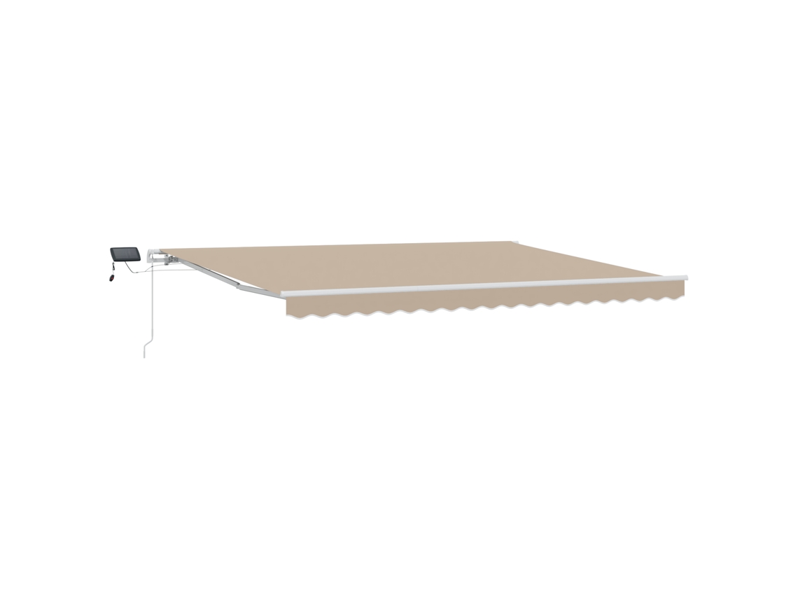 Toldo Retrátil Manual Com Led Bege Vidaxl Bege Acrílico (450 X 300 Cm)