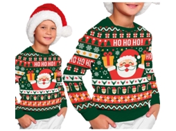 Suéter de Natal Ho verde e vermelho para criança