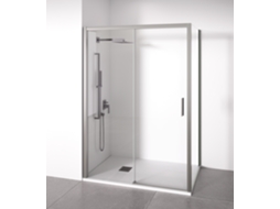 BELLOBATH Paroi de duche angular 1 deslizante + 2 fixos Vidro anticalcário 6mm Prata Largura adaptável 130-135x77-80 cm Porta esquerda