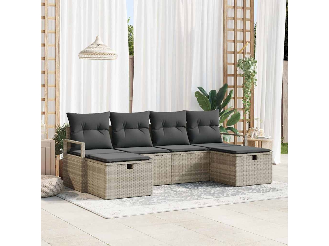 Vidaxl Conjunto De Sofás 6 Unid. 6-número De Lugares Cinzento-claro