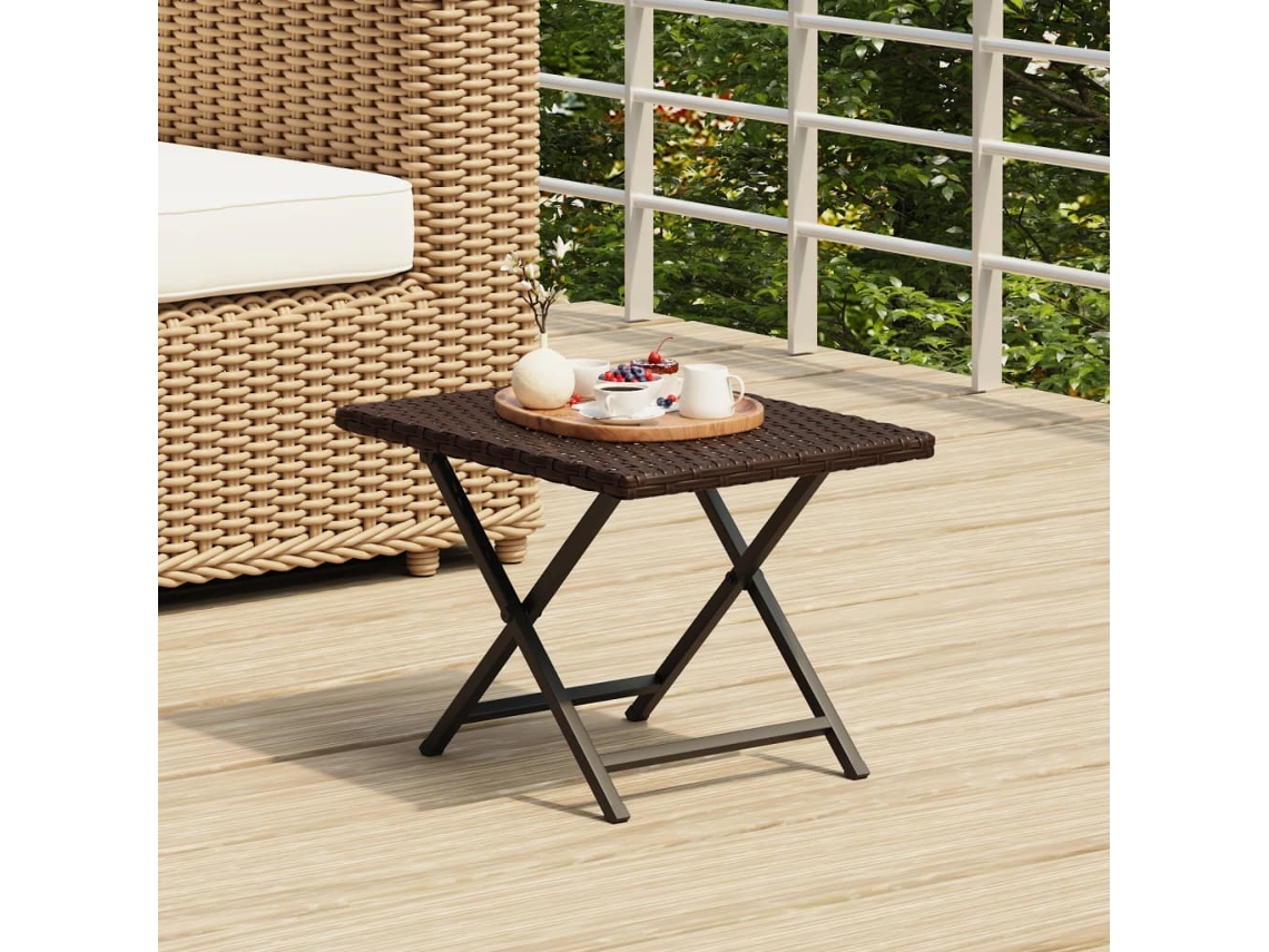 Vidaxl Mesa Dobrável 45x35x32 Cm Vime Pe Castanho