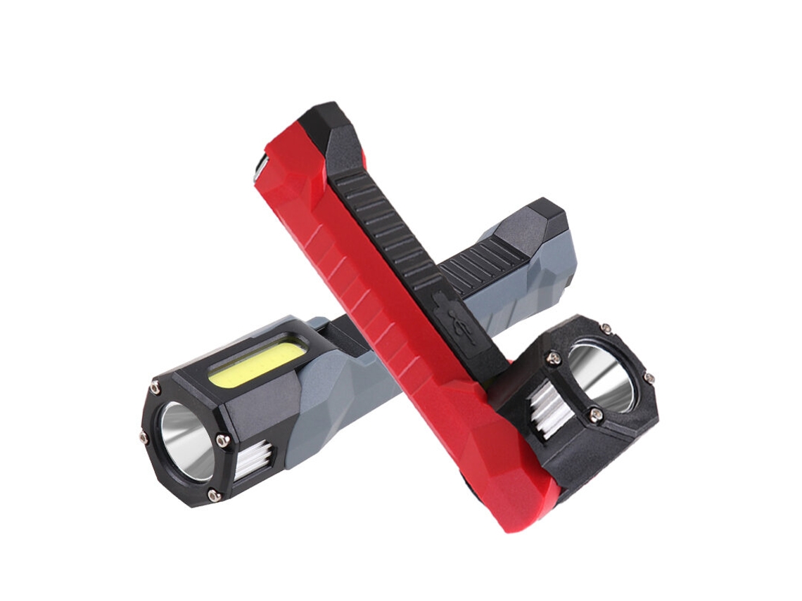 Luz De Trabalho Led Vermelha De 8 W + Cob De 15 W, 1000 Lm, Lanterna Superbrilhante De Longo Alcance De 500 M, Bateria 18650 Integrada, Lâmpada De Tra
