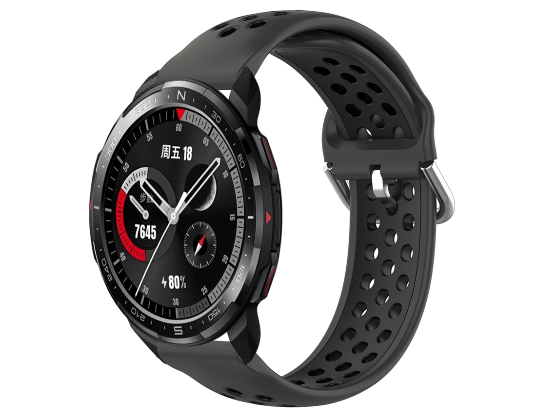 Bracelete de Smartwatch para Honor Watch GS Pro 22mm desportiva respirável perfurada de silicone (preta)