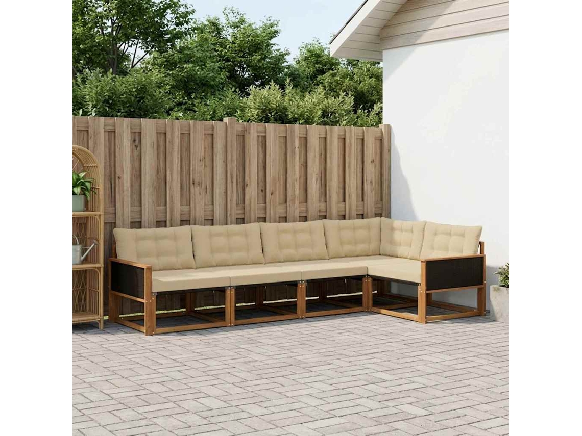 Vidaxl Conjunto De Sofás Para Exterior 5 Pcs Natural E Bege