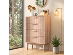 Armário De Armazenamento Com Quatro Gavetas De Madeira E Pés, Moderna Cómoda Organização Para Sala De Estar Ou Quarto, Carvalho 34x60x91 Cm