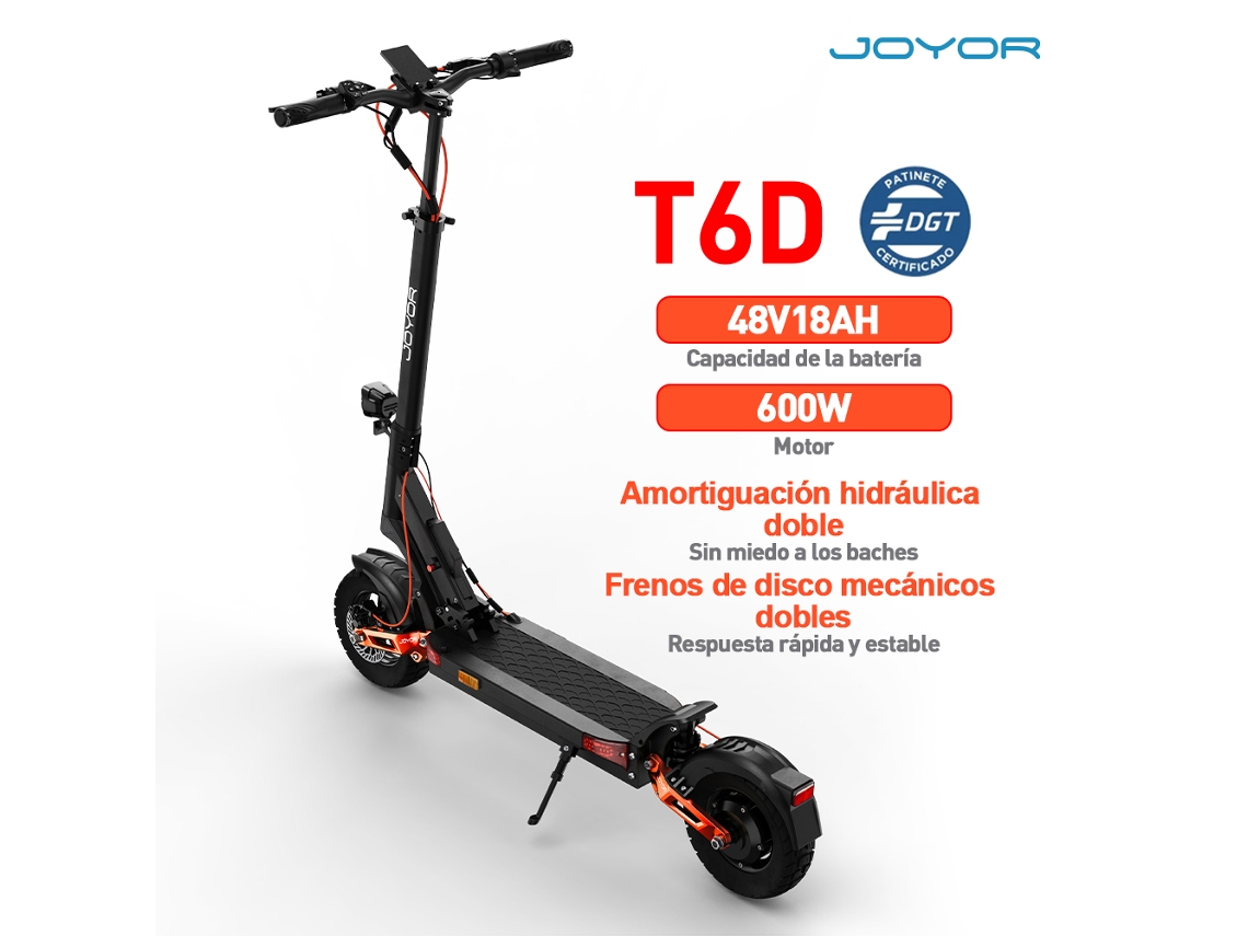 Trotinete Elétrica Joyor T6d (certificação Dgt - Motor 600w - Bateria 48v 18ah - Velocidade 25km/h - Autonomia 55km)