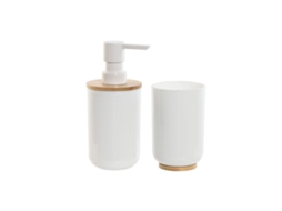 Conjunto de Banho HOME ESPRIT Branco Natural Bambu poliestireno 7 x 7 x 16 cm