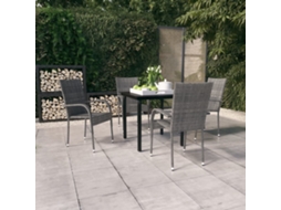 Vidaxl 5 Pcs Conjunto De Jantar Para Jardim Cinzento E Preto