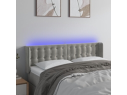 Vidaxl Cabeceira Cama C/ Luzes Led Veludo 147x16x78/88 Cm Cinza claro