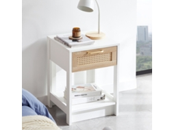Mesa Lateral Rattan 1 Gaveta Branca 55x40x40cm