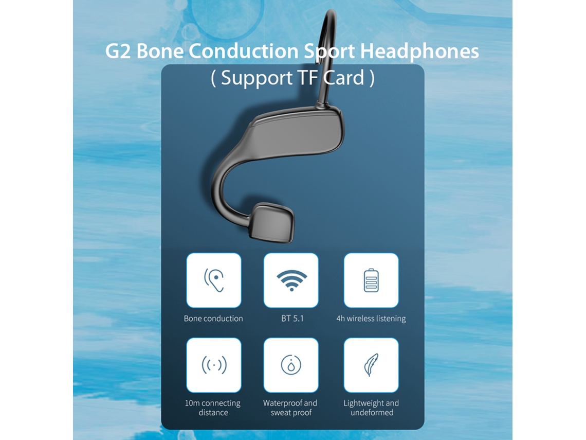 Novo G2 Bone Conduction True Wireless Stereo Headset Bt5.1 Fones De Ouvido Esportivos Com Suporte Para Cartão Tf/à Prova Dágua E Suor/bateria De 120
