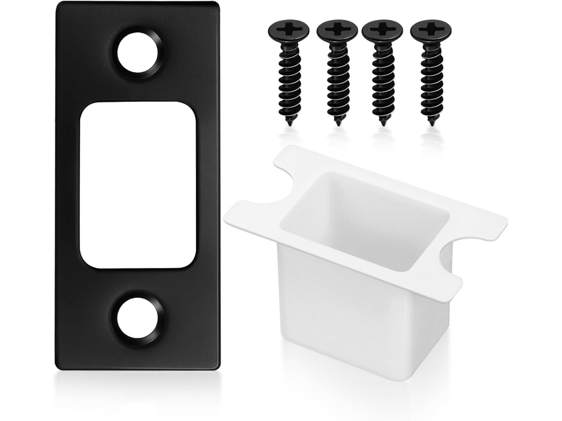 Conjunto De Placa Fechadura Labrimp Com Fusos Pretos Aço Inoxidável Portas Metal