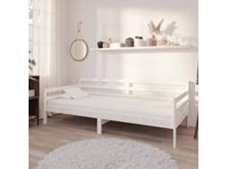 Sofá cama con colchón de 90x200 cm en pino macizo blanco