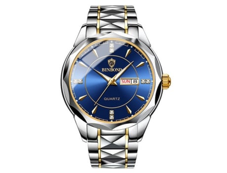Relógio Prateado Luxuoso Masculino Bracelete Metal BINBOND